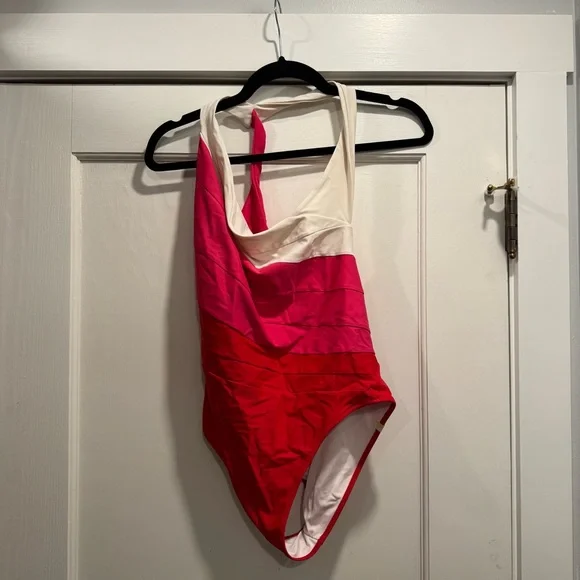 Summersalt Sidestroke One Piece Swimsuit 8 Pink Red Colorblock Vacation Summer - Picture 6 of 13